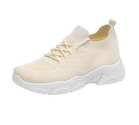 Chaussures orthopédiques pour femme - Coupe large - En maille - Légères et respirantes - Chaussures de course basses - Antidérapantes - Soutien de la voûte plantaire - Tennis, beige, 38.5 EU