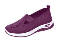 Chaussures orthopédiques pour femme - Maille tricotée respirante - Mocassins mains libres en mousse pour diabétiques - Chaussures de marche à enfiler - Soutien de la voûte plantaire, violet, 38.5 EU