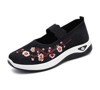 Chaussures orthopédiques pour Femmes, Chaussures brodées de Fleurs pour femmeses, Mocassins Plats en Tricot brodés de Fleurs pour Femmes, Chaussur-ES d'infirmière, Baskets de Marche décontractées