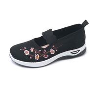 Chaussures orthopédiques pour Femmes, Chaussures brodées de Fleurs pour femmeses, Mocassins Plats en Tricot brodés de Fleurs pour Femmes, Chaussur-ES d'infirmière, Baskets de Marche décontractées