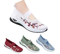 Chaussures Orthopédiques pour Femmes, Chaussures D'été en Tissu Brodé, Chaussures De Sport avec Soutien De La Voûte Plantaire, Grande Taille, 2025 (White,38)