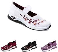 Chaussures orthopédiques pour Femmes, Mocassins Plats en Tricot brodés de Fleurs pour Femmes, Chaussur-ES d'infirmière, Baskets de Marche décontractées (White,40)