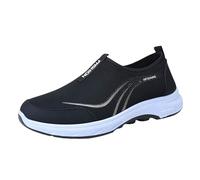Chaussures orthopédiques pour homme Chaussures de sport en maille sans lacets pour marcher Chaussures confortables et légères Sandales Pales respirantes et antidérapantes, Noir , 42 EU
