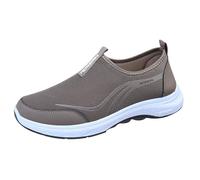 Chaussures orthopédiques pour homme Chaussures de sport en maille sans lacets pour marcher Chaussures confortables et légères Sandales Pales respirantes et antidérapantes, Café, 43 EU