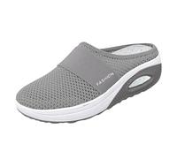 Chaussures orthopédiques pour homme et femme - Chaussures de marche à enfiler - Pour diabétiques - Loisirs - Maille respirante - Chaussures de santé - Pantoufles respirantes, gris clair, 43 EU