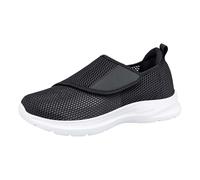 Chaussures Orthopédiques pour Homme Respirantes avec Maille pour Pied Gonflé - Fermeture Facile - Coupe Large - Baskets Légères Enflés Et Fasciite Plantaire Chaussures Mode Running Gris Foncé 45