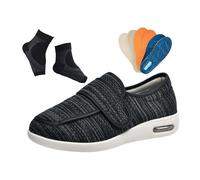 Chaussures Orthopédiques Pour Hommes Diabétiques, Chaussures Orthopédiques Ajustables Et Respirantes Pour Personnes Âgées Diabétiques Soulageant Les Douleurs Et Les Gonflements Des Pieds(Black gray,40