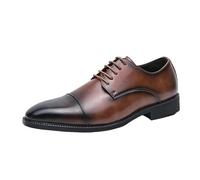Chaussures Oxford à bout pointu for hommes, en cuir français, à lacets, antidérapantes, for le travail et les cérémonies(Brown,44 EU)