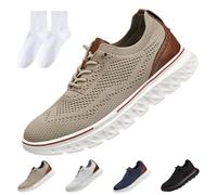 Chaussures Oxford à enfiler mains libres pour homme, chaussures diabétiques ultra confortables, chaussures urbaines antidérapantes en maille pour le travail et le quotidien, marron, 48 EU