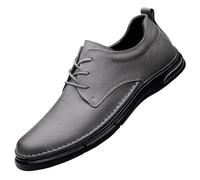 Chaussures Oxford à lacets for hommes en cuir espagnol à bout uni, antidérapantes, for affaires et soirées(Gray,37 EU)