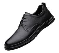 Chaussures Oxford à lacets for hommes en cuir espagnol à bout uni, antidérapantes, for affaires et soirées(Black,37 EU)
