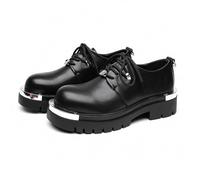 Chaussures Oxford à plateforme for hommes avec détails en plaque métallique, talon épais, bout rond large, chaussures derby à lacets, semelle à traction sécurisée(Wei,46 EU)