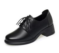 Chaussures Oxford à Talons Hauts épais et Bout Rond pour Femmes, Mocassins, Chaussures habillées pour Dames, Chaussures Oxford Classiques pour Uniformes,Noir,39 EU
