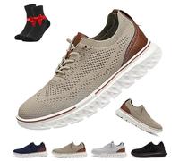 Chaussures Oxford Calmeara for Hommes, à Enfiler, Mains Libres, avec Soutien de la voûte Plantaire, Ultra-Confortables et légères, Bout Large(Khaki,44 EU)