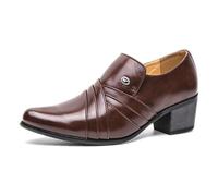 Chaussures Oxford confortables à enfiler en cuir à bout pointu pour homme - Style rétro - Pour mariage, travail, rendez-vous galant, marron, 40 EU