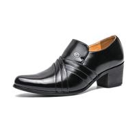 Chaussures Oxford confortables à enfiler en cuir à bout pointu pour homme - Style rétro - Pour mariage, travail, rendez-vous galant, noir, 40 EU