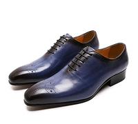 CBVVQFB Chaussures Oxford classiques en cuir pour homme - Chaussures habillées respirantes et décontractées, parfaites pour les mariages, les fêtes et les événements d'affaires, bleu-40