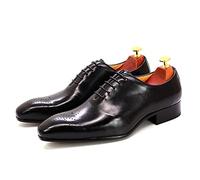 Chaussures Oxford en cuir classique CBVVQFB pour homme - Chaussures décontractées respirantes idéales pour les mariages, les fêtes et les événements professionnels, Noir-43