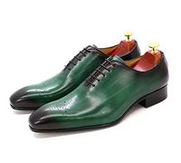 Chaussures Oxford en cuir classique CBVVQFB pour homme - Chaussures décontractées respirantes parfaites pour les mariages, les fêtes et les événements professionnels, Vert-44