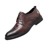 Chaussures Oxford en Cuir Espagnol for Hommes, à Lacets, à la Mode, antidérapantes, à Talons carrés, for Affaires, Bureau, fête, Mariage, soirée(Brown,40 EU)