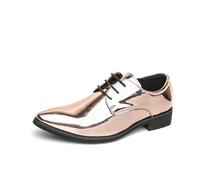 Chaussures Oxford en Faux cuir for hommes, bout pointu, brillantes, robe formelle, à lacets, for mariage, bal, affaires, événements décontractés(Gold,42 EU)