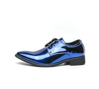 Chaussures Oxford en Faux cuir for hommes, bout pointu, brillantes, robe formelle, à lacets, for mariage, bal, affaires, événements décontractés(Blue,41 EU)