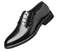 Chaussures Oxford for Hommes, en Cuir Espagnol, Vintage, à Lacets, Classiques, for Affaires, soirées, Mariages, Talons carrés, décontractées, Bout uni(Black,45 EU)