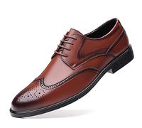 Chaussures Oxford formelles for hommes chaussures Derby à lacets Richelieu en cuir gaufré bloc talon antidérapant anti-dérapant bas affaires Convient à de nombreuses occasions ( Color : marron , Size