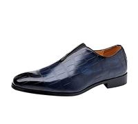 Chaussures Oxford formelles pour homme - Chaussures derby à bout pointu - Chaussures de mariage à talon bas - En cuir synthétique - Mocassins tendance et confortables à porter toute la journée, bleu