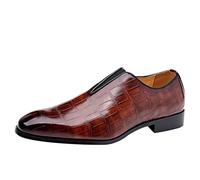 Chaussures Oxford formelles pour homme - Chaussures derby à bout pointu - Chaussures de mariage à talon bas - En cuir synthétique - Mocassins tendance et confortables à porter toute la journée, marron