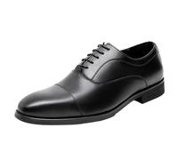 Chaussures Oxford habillées à Bout Droit et Cousu for Homme, en Cuir Espagnol, à Lacets, à Bout Rond, antidérapantes, à Talon Bas, for l'extérieur et Les Affaires(Black,40 EU)