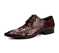 Chaussures Oxford habillées for Hommes, à Talons carrés, à Enfiler for soirées en Cuir véritable(Wine Red,41 EU)