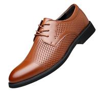 Chaussures Oxford habillées for hommes, basses, à talons carrés, antidérapantes, à lacets, ajourées, for smoking, for mariage, bal promo(Brown,43 EU)