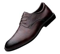 Chaussures Oxford habillées for Hommes, en Cuir synthétique, à Lacets, décontractées, for Le Travail, antidérapantes, à Talon Bas, for Robe et Travail, Bout Golf(Brown,44.5 EU)