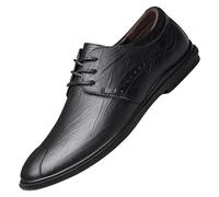 Chaussures Oxford modernes à lacets en cuir for hommes, chaussures d'affaires en cuir espagnol à bout uni et antidérapantes(Black,38 EU)