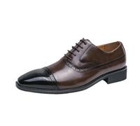 Chaussures Oxford semi-brogues for hommes, en cuir véritable, bout droit, classiques, à lacets, for bal promo, mariage, semelles en caoutchouc antidérapantes, talon carré, chaussures décontractées bas