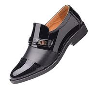 Chaussures Oxfords pour Hommes Classique, Derby Mens Shoes, Mode été et Automne en Cuir Bout Pointu Talon Bas sans Lacet Creux Respirant Bouche Peu Profonde (Black 46)