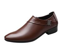 Chaussures Oxfords pour Hommes Mode, Derby Mens Shoes, Mode été et Automne en Cuir Bout Pointu Talon Bas sans Lacet Couleur Unie Style (Brown 47)