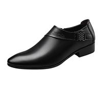 Chaussures Oxfords pour Hommes Travail, Derby Mens Shoes, Mode été et Automne en Cuir Bout Pointu Talon Bas sans Lacet Couleur Unie Style (Black 41)