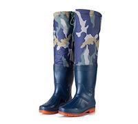 Chaussures Pêche Imperméables En Nylon/PVC Pour Hommes Et Femmes, Pantalons Pataugeoire Polyvalents Avec Bottes Pluie En Caoutchouc, Cuissardes Chasse Respirantes À Lacets Réglables,Bleu,39 EU