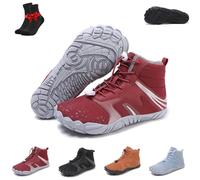 Chaussures pieds nus d'hiver for femmes et hommes, chaussures pieds nus ergonomiques, bottes en cuir antidérapantes, chaussures de neige chaudes et antidérapantes for l'extérieur(Wine red,43 EU)