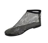 Chaussures plates avec strass pour femme - Mocassins brillants en maille respirante à talon bas - Sandales habillées d'été à enfiler - Chaussures plates chics, Noir , 40 EU