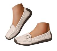 Chaussures Plates Chic Femmes Simple Chaussures Plates Chic et Elegant Semelle Décontractées Bateau Plates Antidérapants Soulage La Douleur Pied Chausson Sexy Pantoufle Ete Mocassin (Beige, 40)