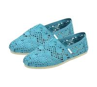 Chaussures plates classiques en toile pour femme, bleu, 40 EU