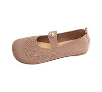 Chaussures plates confortables pour femme - Pieds larges - Ballerines tricotées - Chaussures basses | Chaussures Mary Jane à bout large - Respirantes - En tricot - Légères - Chaussures de marche sportives et décontractées