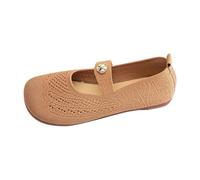 Chaussures plates confortables pour femme - Pieds larges - Ballerines tricotées - Chaussures basses | Chaussures Mary Jane à bout large - Respirantes - En tricot - Légères - Chaussures de marche sportives et décontractées
