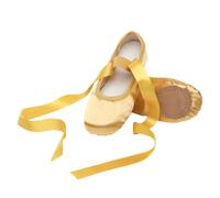 Chaussures plates de danse en toile à semelle fendue pour filles, femmes, enfants, adultes, 21 Jaune, 38/38.5 EU