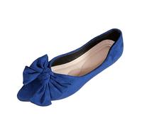 Chaussures plates décontractées à bout pointu pour femme avec nœud - Couleur unie - Classique - Légères et confortables - À enfiler - Pour la marche, le travail et le shopping, bleu, 38 EU