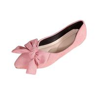 Chaussures plates décontractées à bout pointu pour femme avec nœud - Couleur unie - Classique - Légères et confortables - À enfiler - Pour la marche, le travail et le shopping, rose, 38 EU