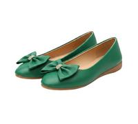 Chaussures plates d'été légères à enfiler avec nœud pour femme en daim et bout pointu - Escarpins en polyuréthane à bout fermé - Pour rendez-vous quotidien, trajets quotidiens, vert a, 40.5 EU